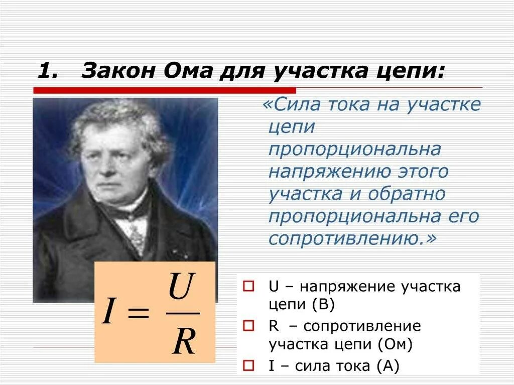 Формулировка ома. 1 закон ома. формулировка первого закона ома. 1 закон ома для участка цепи. закон ома иллюстрация.