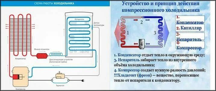 Принцип работы холодильника. Холодильник постоянно работает и не отключается причины. Принцип работы компрессора холодильника. Не отключается холодильник причины. Почему в холодильнике тепло