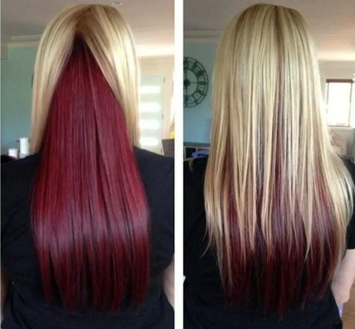 Покраска снизу. Окрашивание волос снизу светлые сверху темные 2021. Окрашивание волос сверху светлый снизу темный на средние. Покрасить волосы в два цвета. Окрашивание волос в два цвета низ красный.