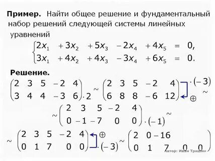 Фундаментальная система решений линейных уравнений это