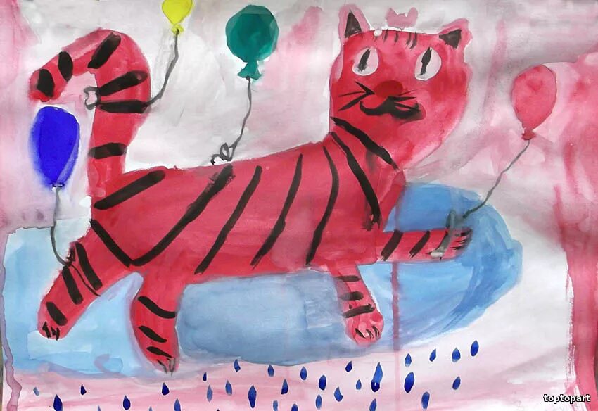 Хармс удивительная кошка. Рисование кошка с воздушными шариками. Рисование с элементами аппликации кошка. Рисование кошка в средней группе.