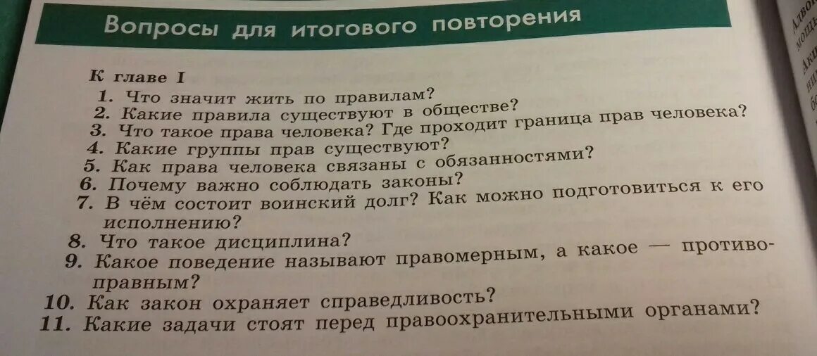 Обществознание 6 класс итоговые вопросы