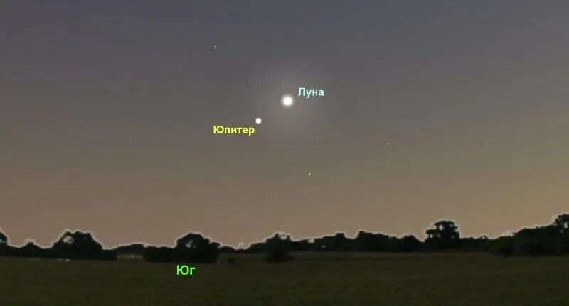 Луна сближают. Яркая звезда слева от сатурна. Две луны. Сближение луны и земли. Юпитер невооруженным глазом.