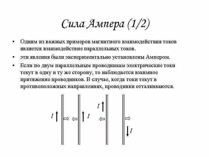 Сила Ампера 2 проводника. Параллельные провода сила Ампера. Взаимодействие проводников с током сила Ампера. Сила взаимодействия 2 проводников сила Ампера. Взаимодействие токов одного направления