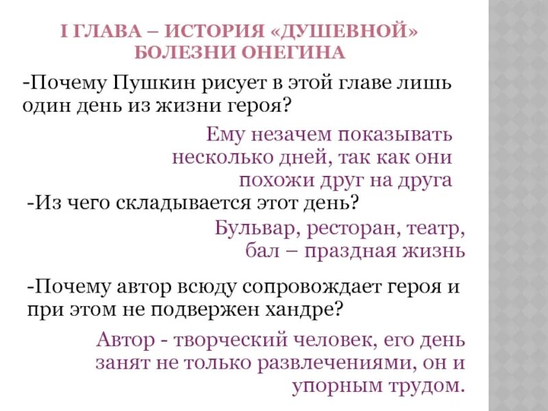 Почему Пушкин рисует в этой главе лишь один день из жизни героя. Болезнь Онегина. Почему Пушкин описывает лишь один день жизни Онегина?.