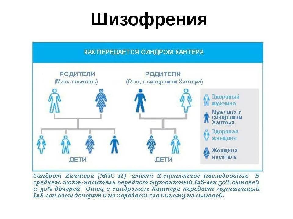 Шизофрения передается по наследству какой линии