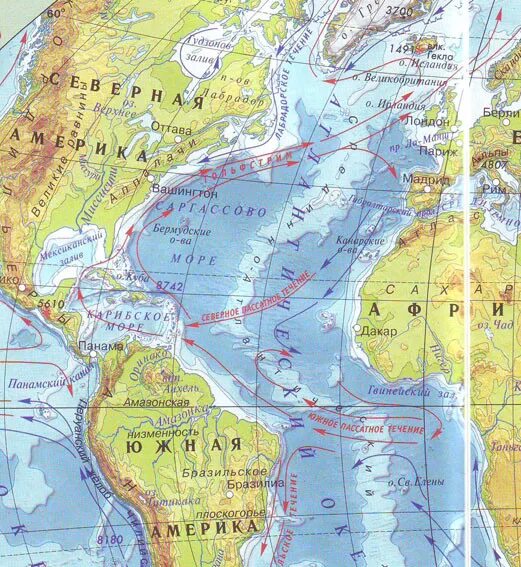 Саргассово море на карте. Саргассово море на карте Атлантического океана. Карта морей Саргассово море. Где находится Саргассово море на карте. Атлантический океан географическое положение полушарие