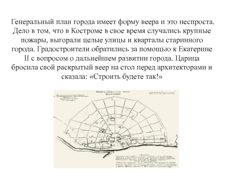 Кострома план города веер. Кострома веер Екатерины. Планировка города в виде веера. План Костромы. Улицы какого города расположены в виде веера