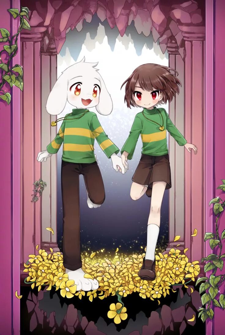 Чара азриэль комикс. Undertale Asriel и Чара. Андертейл арт Чара и Азриэль. Овертейл Чара и азрикль.