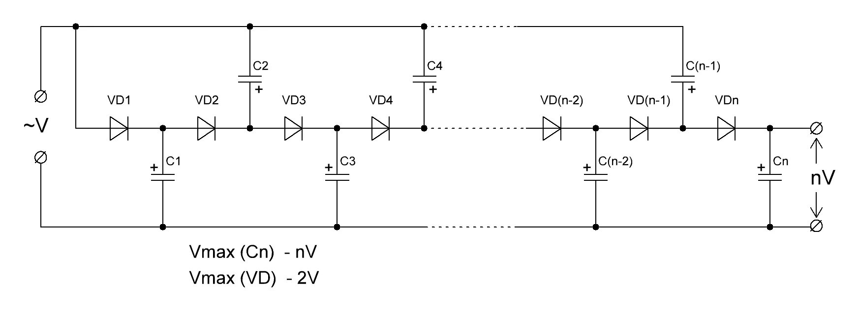 Конденсаторный удвоитель постоянного напряжения схема. Утроитель напряжения схема. Умножитель на 4 схема. Схема умножителя напряжения на диодах и конденсаторах.
