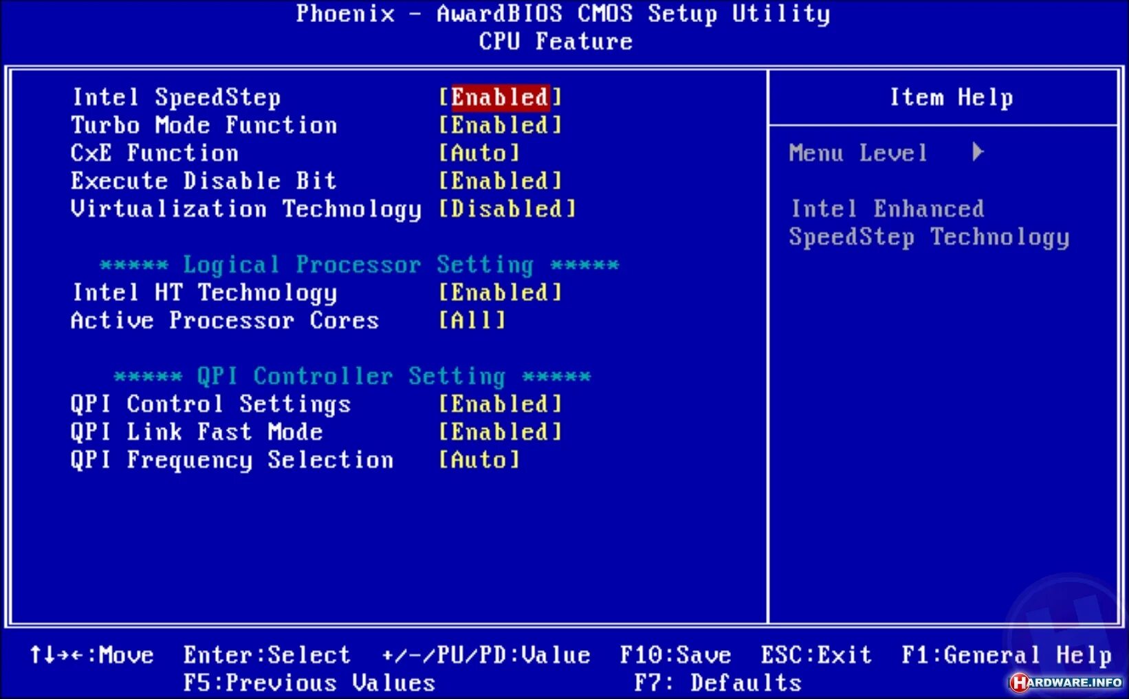 Enhanced Intel SPEEDSTEP Technology. Биос. Award BIOS Setup Utility. Технология Intel SPEEDSTEP.