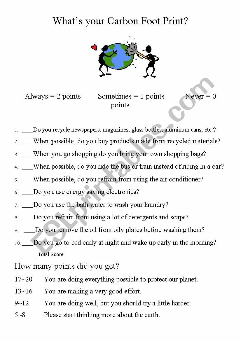 Your carbon footprint. Esl carbon footprint test. is my carbon footprint text.