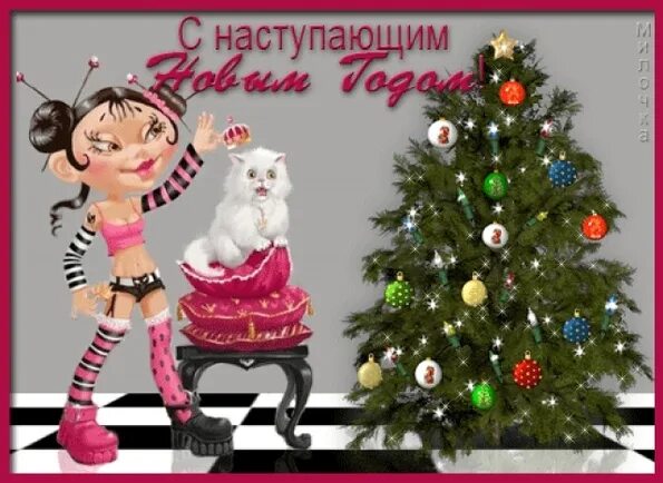 Дорогие девочки с наступающим. С наступающим новым годом гифки прикольные. с наступающим новым годом прикольные gif. с наступающим новым годом левчулм.