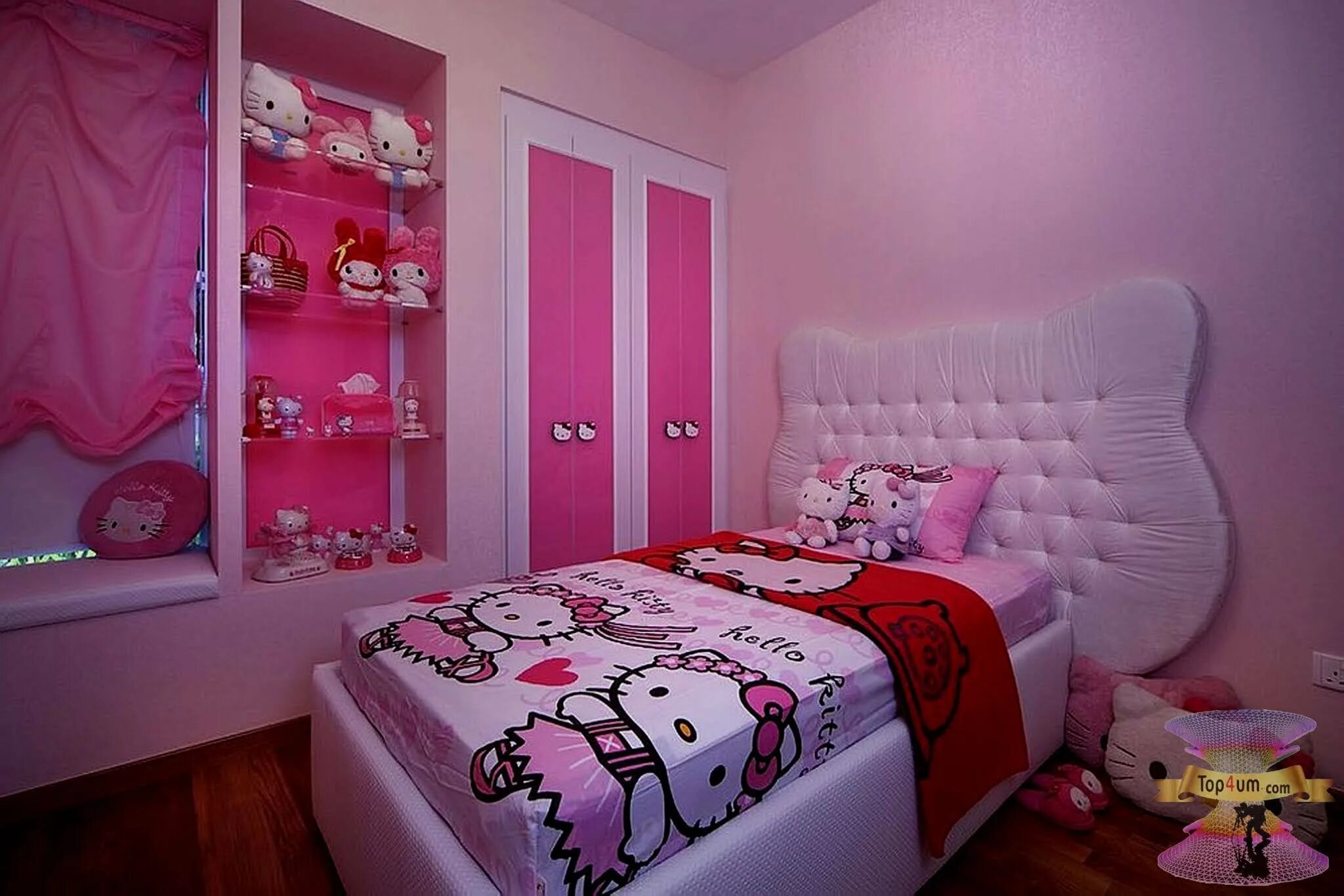 Девушка хеллоу китти. Розовая комната Хеллоу Китти. Спальня Хеллоу Китти. Розовое комната Хелоу Китти. Комната Хеллоу Китти.