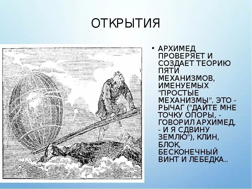 Точку опоры я подниму землю. Открытия Архимеда. Архимед и его открытия. Изобретения Архимеда. Открытия Архимеда картинки.