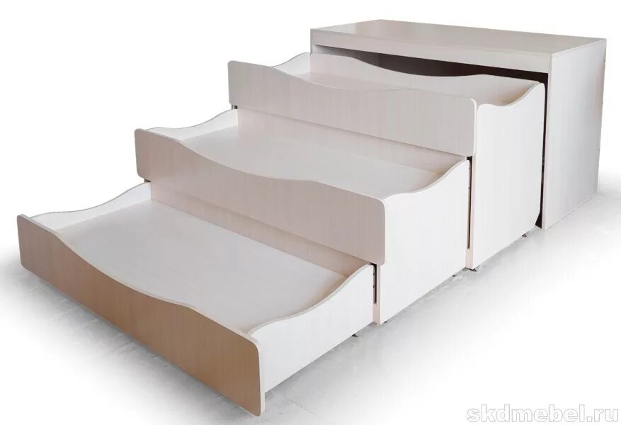 кровать трехъярусная трансформер (выкатная). выдвижная кровать для детей. ). детская четырехъярусная выкатная кровать. кровать трехъярусная с крышкой 1520*676(1902)*790мм бук лдсп арт.