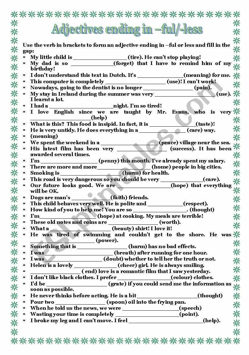 Ful less Worksheets. Adjectives ful less. Suffixes ful and less Worksheets. Less ful adjectives упражнения. Word formation adjectives