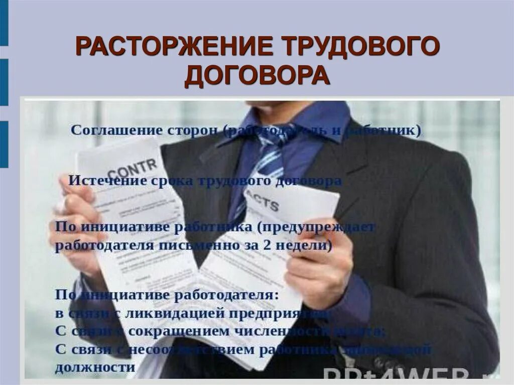 Расторжение трудового договора ответ. Расторжение трудового договора. Прекращение трудового договора картинки. Расторжение трудового договора картинки для презентации. Трудовой договор картинки для презентации.