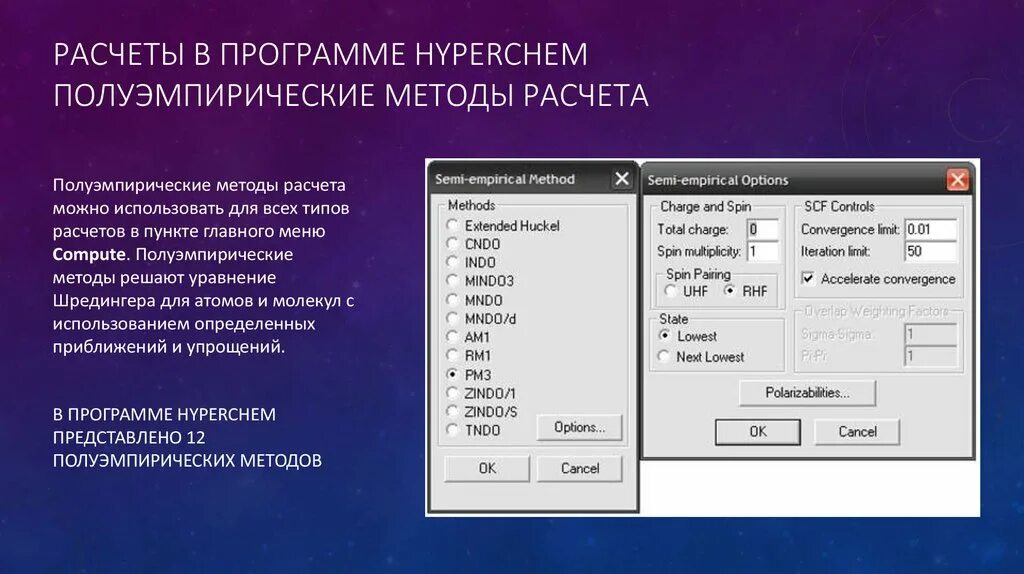 HYPERCHEM программа. Полуэмпирические методы расчета. Полуэмпирические методы расчета молекул. Программа расчёта технология.