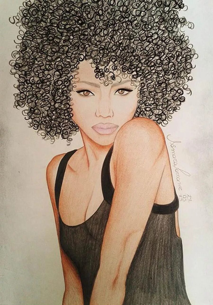 Art hairy. Афро портрет. Девушка с афро прической нарисованная. Афро рисунок. Афро кудри арт.