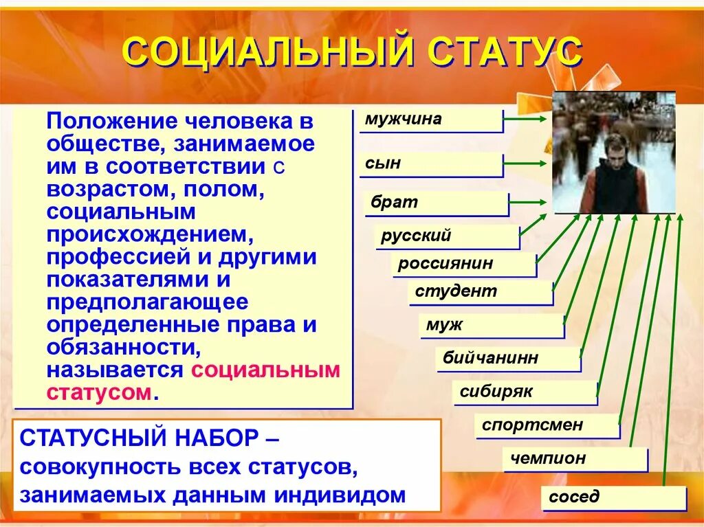 Социальный статус статья. Социальный статус человека. Социальный статут человека. Статусы про людей. Социальное положение человека примеры.