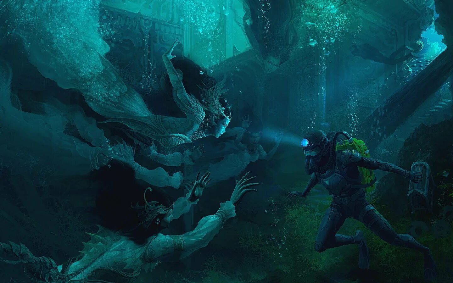 Таинственный мир океанов. Атлантида кракен. subnautica: зов ктулху. фантастический подводный мир. подводный монстр.