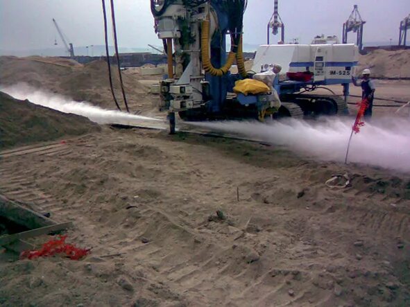 Jet grouting. Сваи jet grouting технология. струйная цементация грунтов jet grouting. грунтоцементные сваи по технологии jet grouting. jet-сваи струйная цементация грунтов.