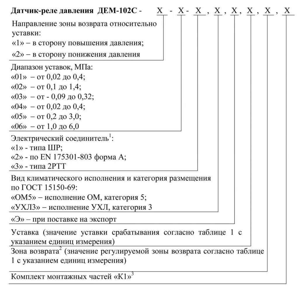 Маркировка датчиков давления. Маркировка датчиков давления