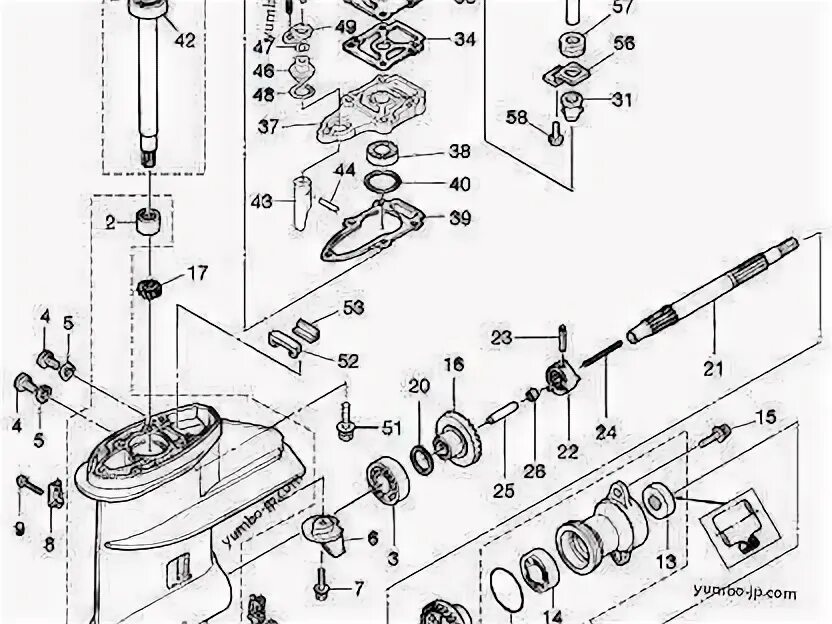 Редуктор мотора Тохатсу 30. Редуктор лодочного мотора Johnson Evinrude 9.9. Редуктор на Лодочный мотор Тохатсу 9.8.