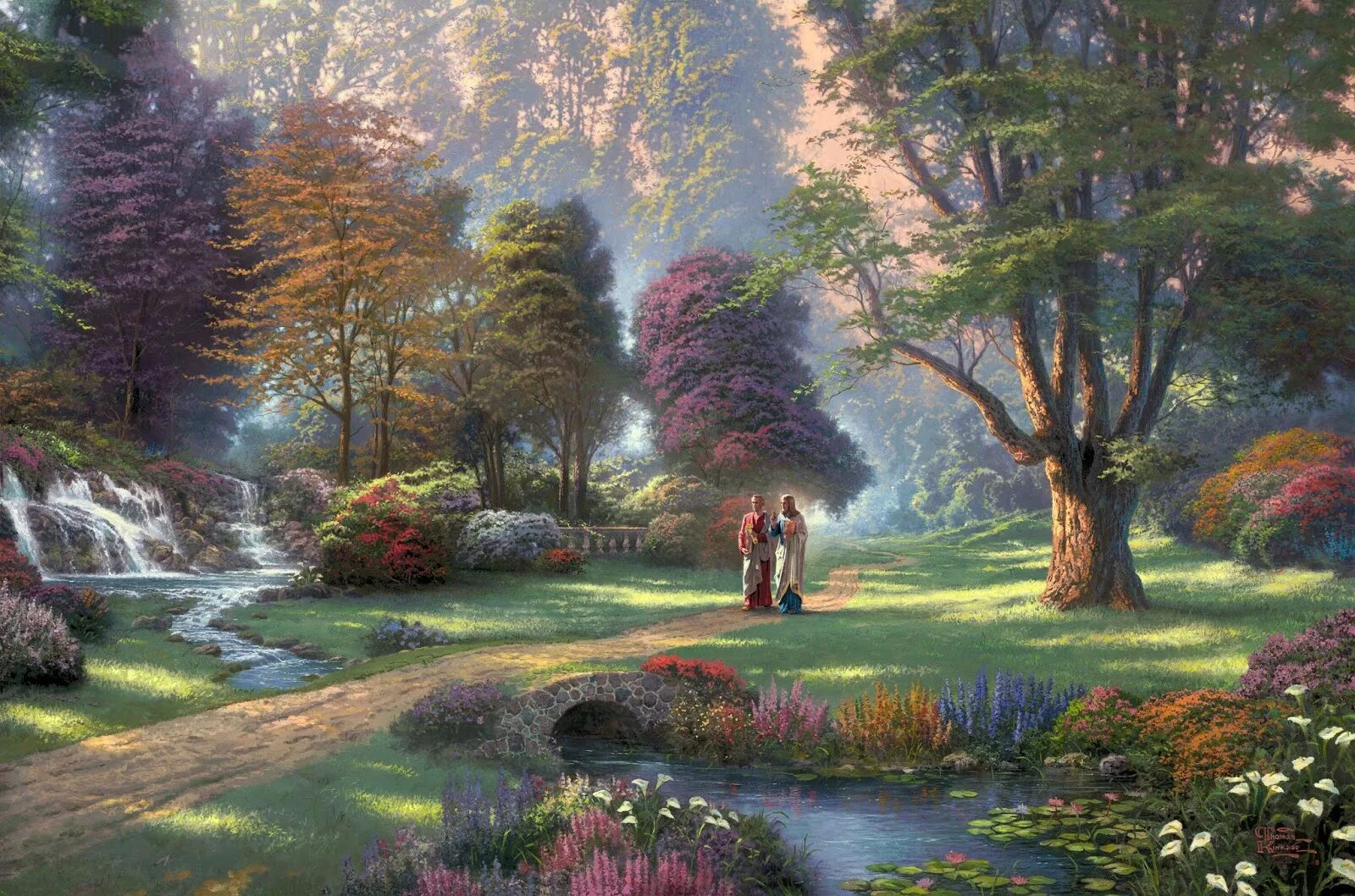Чудесные картинки. Томас Кинкаде художник сады. Томас Кинкейд картины сады. Райский сад *художник Thomas Kinkade. Томас Кинкейд рай Пейзажная живопись.