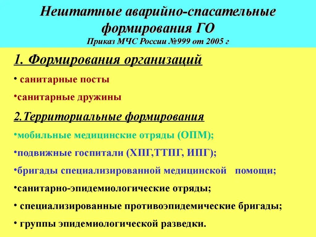 Организация нештатных аварийно спасательные формирования