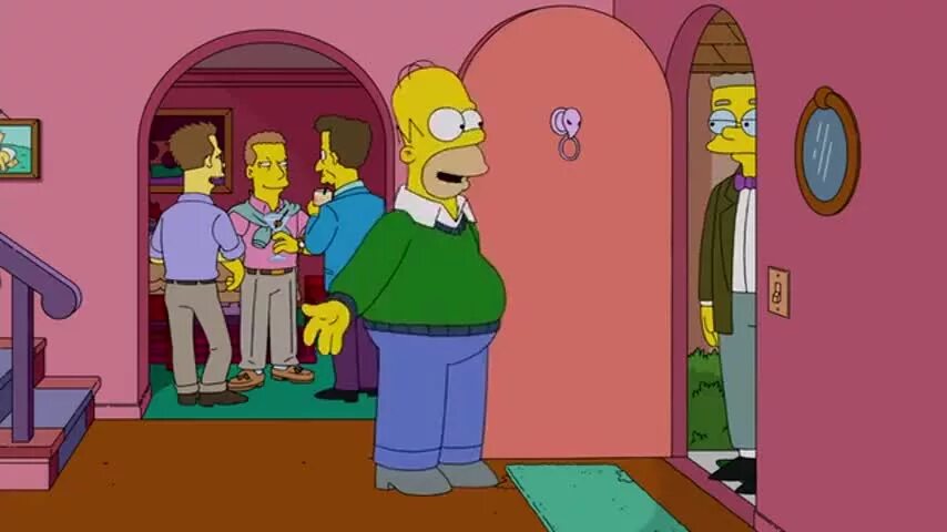 Симпсоны бесконечный сарай. Come in. Симпсоны заходят домой. Please come in.