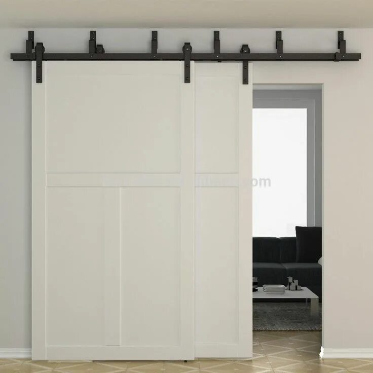 Подвесные двери фото 96" Birch Fleetwood Solid Contemporary Single Barn Door Обеденные столы, Фуршетн
