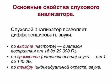 Характеристика слухового