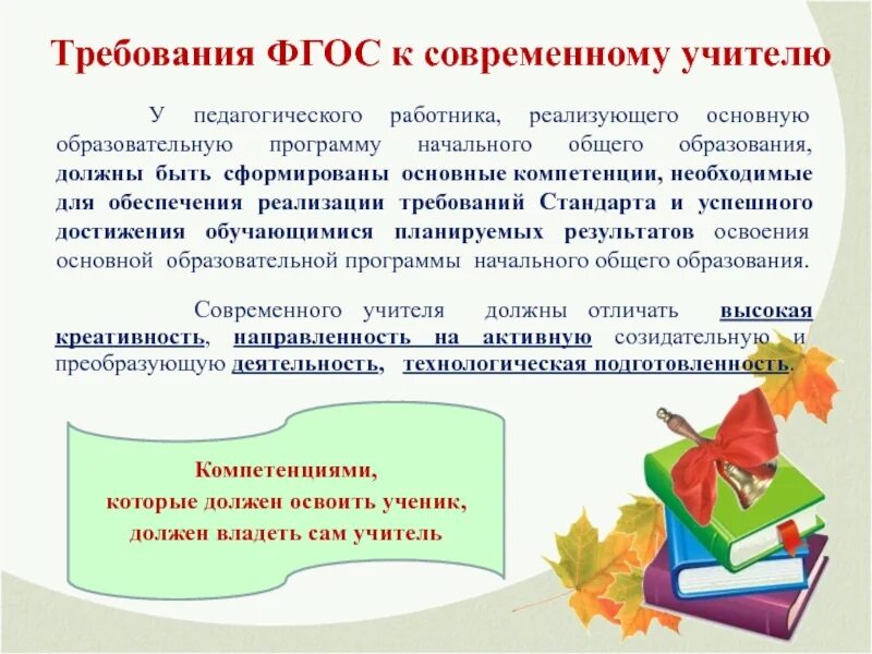 Требования к учителю фгос ноо