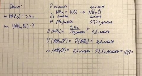 Масса хлорида аммония
