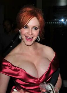Christina Hendricks showing off her enormous cleavage at the