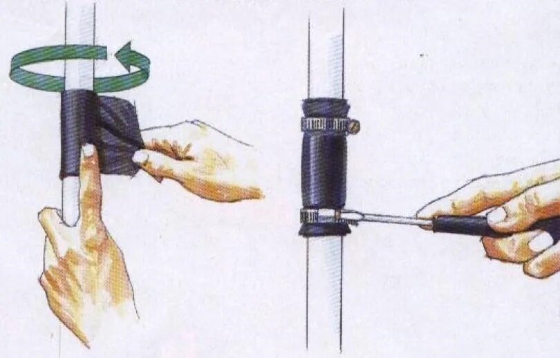Хомут для свища на трубе. Хомут для заделки течи в металлической трубе. Сломалась канализационная пластмассовая труба. Хомут для герметизации труб отопления. Остановить течь воды