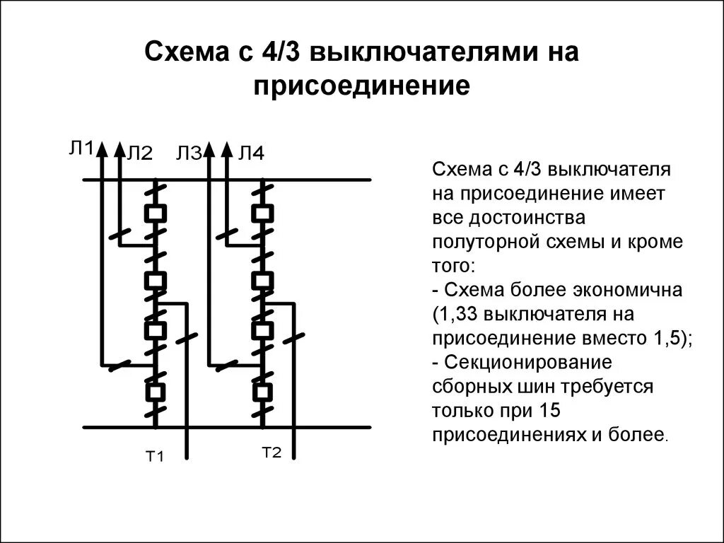 4 как 3 ру. Полуторная схема электрических соединений. Схема 3/2 выключателя на присоединение. Схема 4/3 выключателя на присоединение. Схема трансформаторы-шины с полуторным присоединением линий.