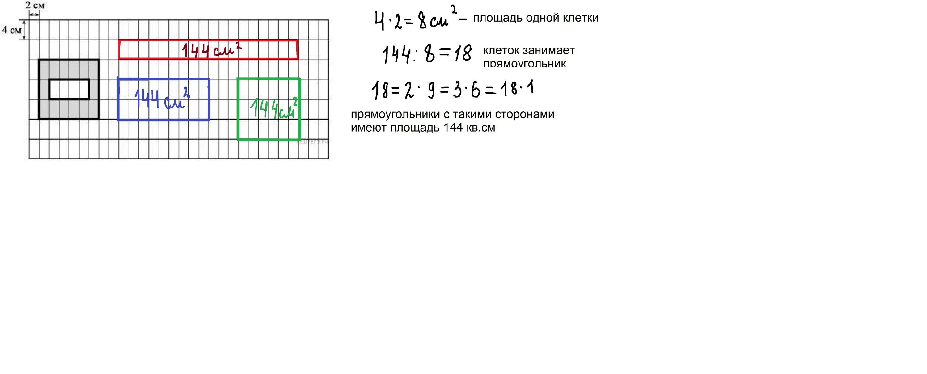 Начертить прямоугольник площадь которого равна 144 см