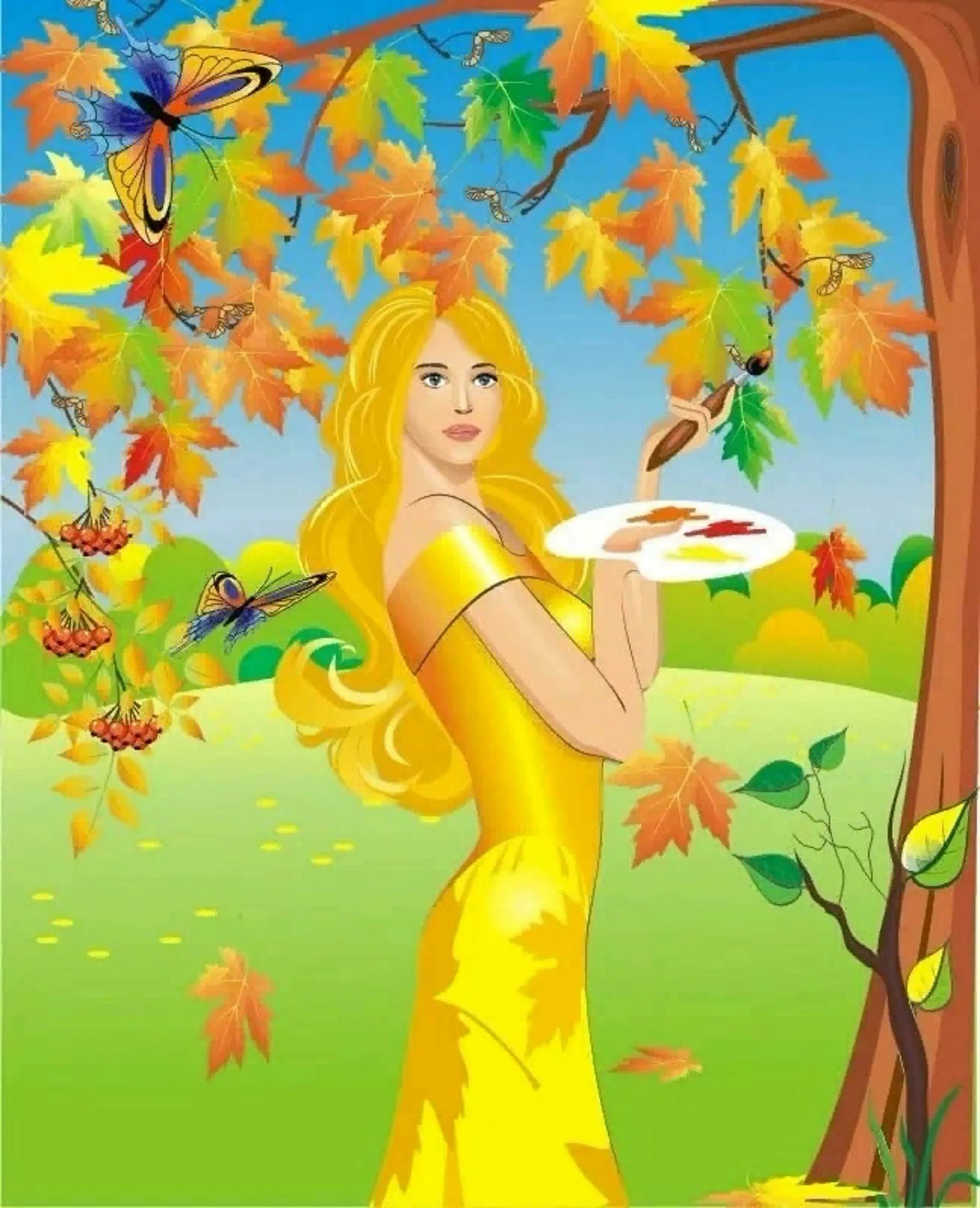 Придет осень золотая. Волшебница осень. Принцесса осень. Осенние рисунки. Золотая осень рисунок.