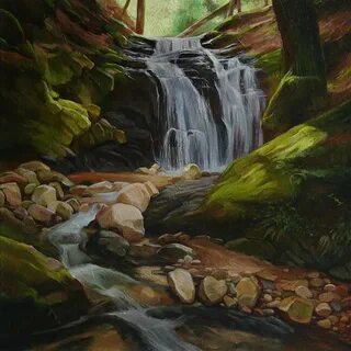 Картина водопад лес