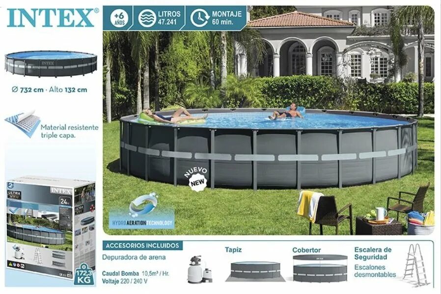 Чаша для бассейна intex frame. Бассейн каркасный intex ultra xtr frame pool, 732х132см. бассейн интекс 732х132. 26340 intex. intex ultra xtr frame 26340.