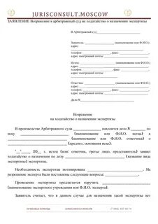 Возражения на экспертизу в арбитражном процессе образец