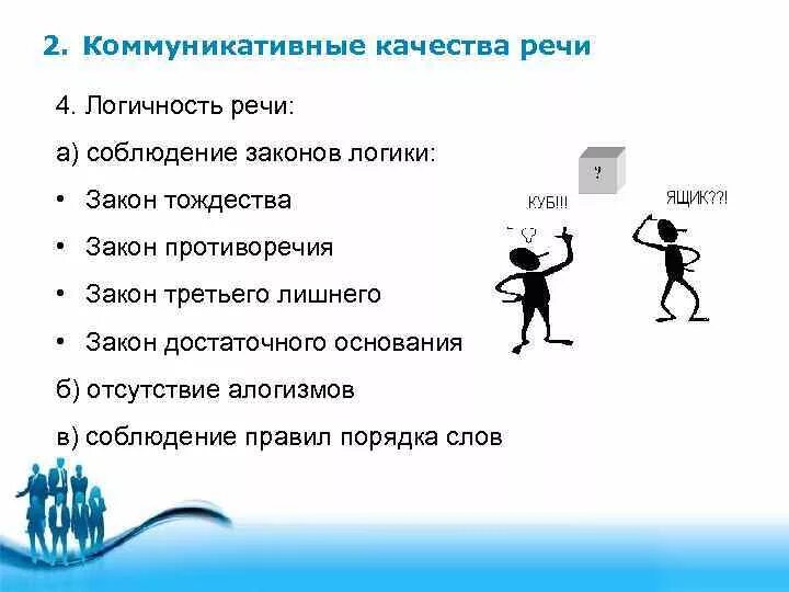 Коммуникативные качества речи логичность. Логичность речи как коммуникативное качество. Коммуникативные качества культуры речи: логичность. Соблюдение законов логики в речи