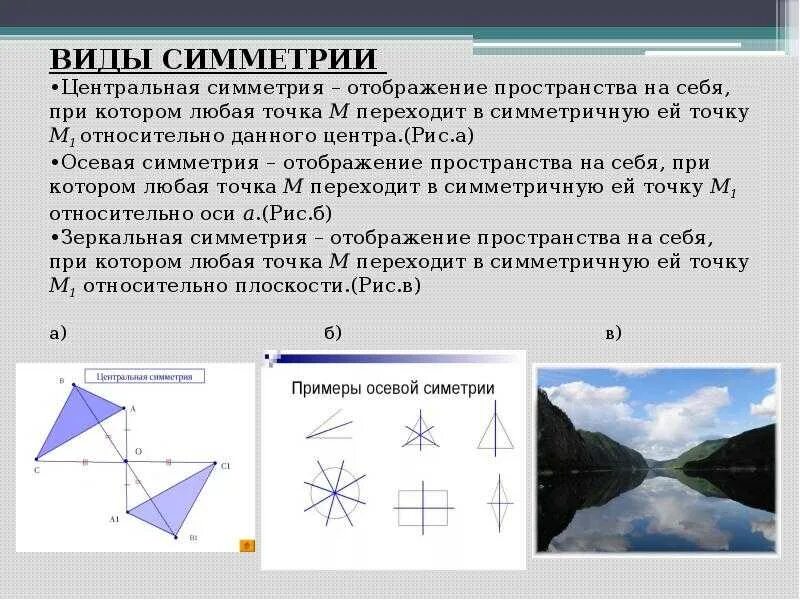 Осевая симметрия вид. Осевая симметрия понятие. Понятие центральной симметрии. Центральная осевая и зеркальная симметрия в пространстве. Понятие осевой и центральной симметрии.