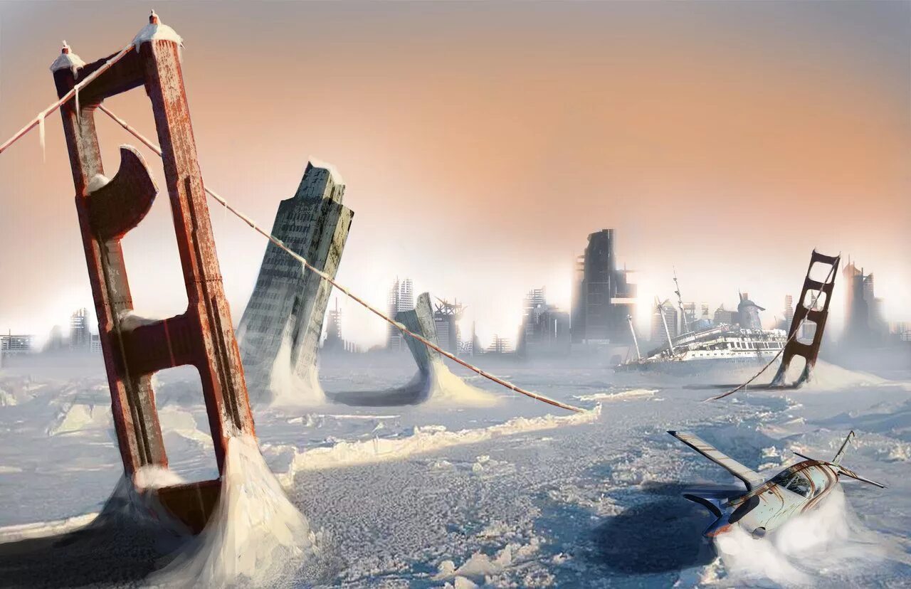 Будущая зима. Фильм про Ледниковый апокалипсис в Нью-Йорке. Постап Сан Франциско. Сан Франциско постапокалипсис. Мост золотые ворота постапокалипсис.