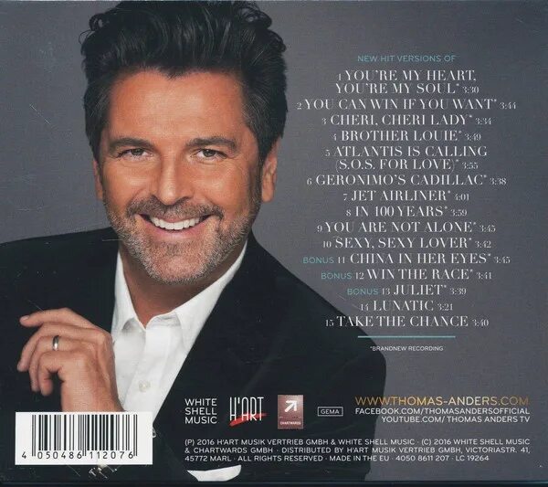 Thomas anders new hit version. Thomas anders - history (deluxe edition) (2016) обложка.
