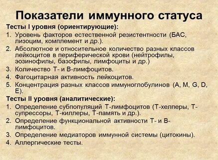 Список тестов первые