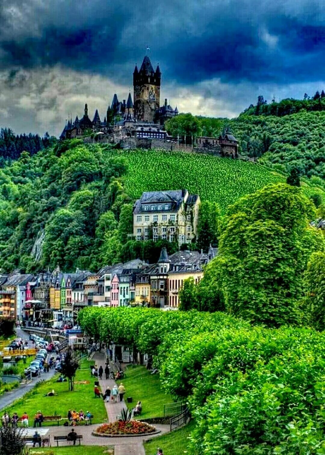 Алмания. Кохем Германия. Замок Кохем. Кохем, Германия (Cochem, Germany). Город Кохем (Cochem).